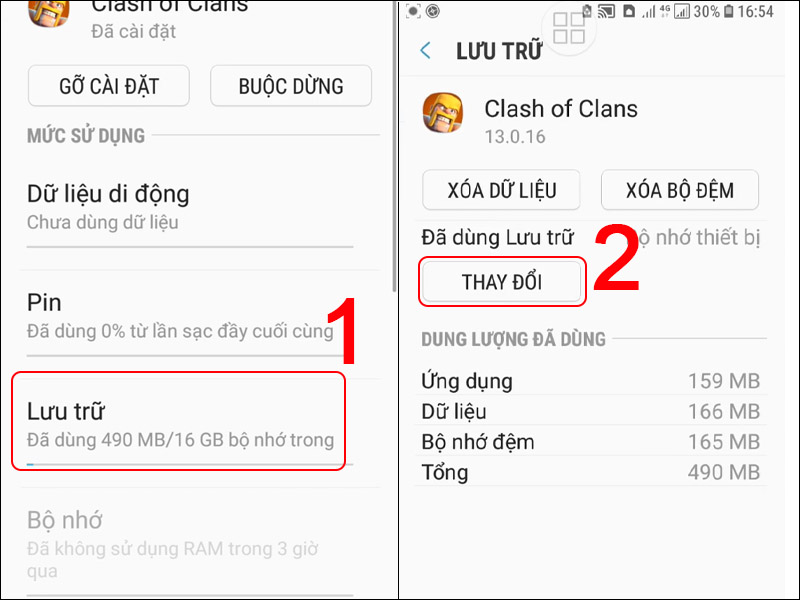 Thay đổi vị trí lưu trữ của ứng dụng